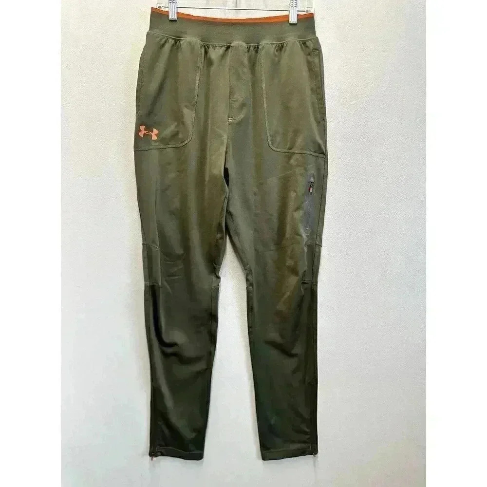 Under Armour Men's Medium Cargo Green Athletic Activewear Zip Leg Sweatpants